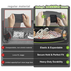 Muslogy cargo net installed in trunk holding groceries to prevent spills