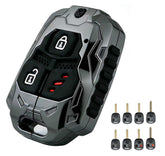 Muxkenper front view of black zinc alloy key fob shell showing premium protection
