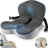 MYFAMIREA front view on truck seat showing ergonomic shape and wide coverage for comfort