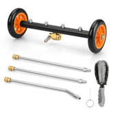 MYPIN front view of water broom showing full attachment and wheels for faster undercarriage cleaning