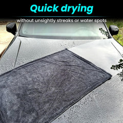 Mysticline towel drying car hood, safe scratch-free finish preservation
