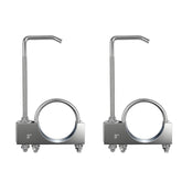 Myzpahn clamp hanger front view showing band and nut, clear mounting benefit