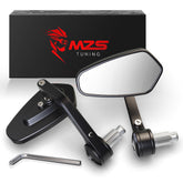 MZS front view of bar end mirrors showing sleek design and improved rear visibility
