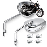 MZS chrome front view pair showing polished finish and oval design for improved visibility
