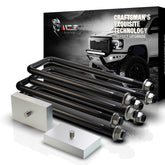 MZS front view of rear lift block kit showing complete packaged contents and easy installation benefit