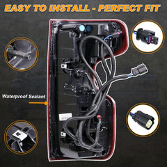 Nakuuly tail light backside with harness connection for easy plug-and-play