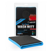 Nanoskin AUTOSCRUB mitt front view showing compact size and easy grip benefit