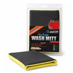 Nanoskin AUTOSCRUB mitt front view showing compact 6 inch design and easy grip