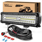 NAOEVO front view of 12 inch LED bar showing bright beam and compact design