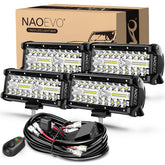 NAOEVO front view of 7-inch LED bar showing compact design and bright output