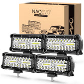 NAOEVO front view of 7-inch LED bar showing compact design and bright output
