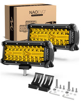 NAOEVO front view of 7 inch light bar showing lens and LEDs with durable build benefit