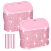 NBTEPEM front view pink rhinestone trash can shows fashionable storage and tidy car benefit
