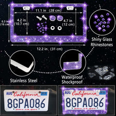 NBTEPEM bling license plate frame attached to car, boosts curbside style instantly
