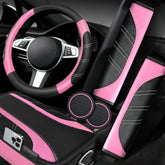 NBTEPEM front view of pink steering wheel cover showing fit and sporty look