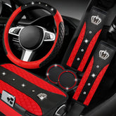 NBTEPEM red steering wheel cover front view showing fit and luxury benefit