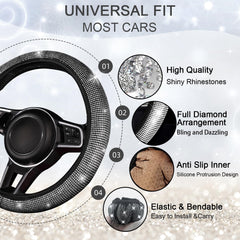 NBTEPEM seat belt covers close-up displaying rhinestone detail for stylish shoulder comfort
