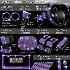 NBTEPEM steering wheel cover close-up of rhinestone texture, improves grip and visual appeal