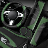 NBTEPEM steering wheel cover front view showing sporty green design and improved grip