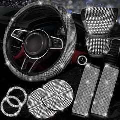NBTEPEM steering wheel front view showing sparkling rhinestones and upgraded grip comfort