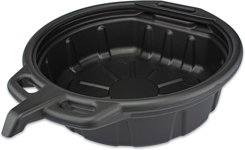 NEIKO drain pan front view showing capacity and shape for tidy oil changes