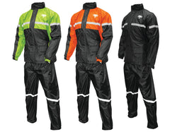 Nelson-Rigg front view of full rain suit showing high-visibility yellow