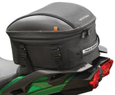 Nelson-Rigg front view of tail bag showing shape and quick-release straps for secure mounting