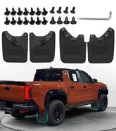 NEOXIST front packaging and assembled mud flaps showing clean OEM look