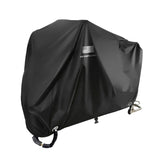 NEVERLAND cover front view on motorcycle showing full protection benefit
