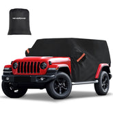 NEVERLAND front view on Jeep Wrangler showing secure fit and protection