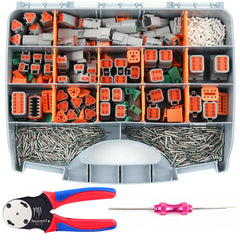Newdeli kit overview showing DT housings and tools for complete wiring solutions