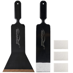 NEWISHTOOL bulldozer squeegee front view showing wide PTFE edge for scratch protection