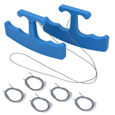 NEWISHTOOL front view showing blue handles and spare cords for safe badge removal
