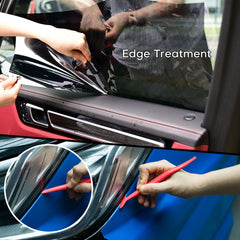 NEWISHTOOL long-handle rubber squeegee reaching quarter window for precise smoothing
