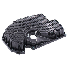 NewYall lower oil pan front view showing full shape and bolt pattern, ensures correct fit