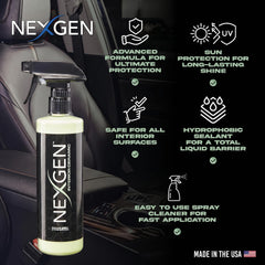 Nexgen close-up of hydrophobic beading on vinyl for spill protection
