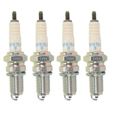 NGK DPR7EA-9 front view showing labeling and set of four for reliable replacement