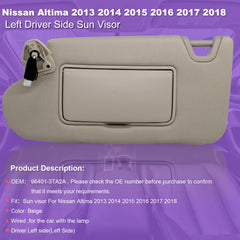 NHILES sun visor mounted in Nissan Altima illustrating correct placement
