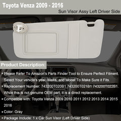 NHILES visor installed in Toyota Venza interior demonstrating proper alignment