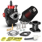nibbi carburetor front view showing PE22FL throat and improved airflow