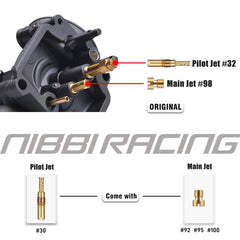 nibbi PE19 jet and needle kit included for precise tuning flexibility