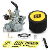 nibbi PZ19 carburetor front view showing throttle body and choke for reliable starting