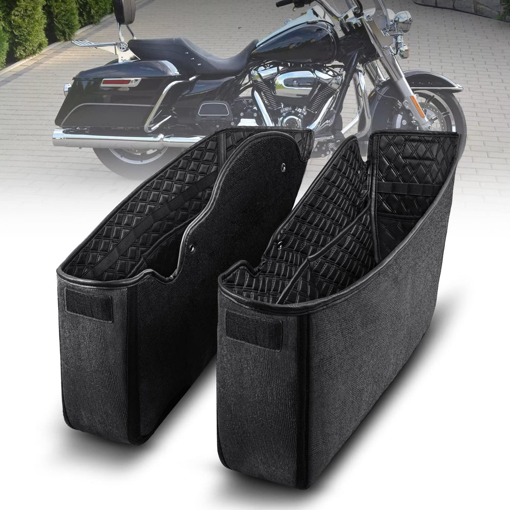 NICECNC front view of saddlebag liners showing neat organized storage benefit