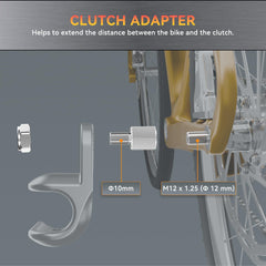 NICEDACK adapter installed on bike hub showing improved tire clearance benefit