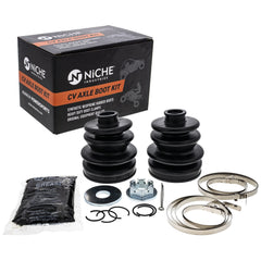 NICHE kit packaging showing included front and rear boots and labels, clear identification benefit