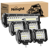 Nilight 12-inch bar front view showing bright output and durable housing