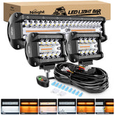 Nilight 12-inch 300W light bar front view showing strong multi-color output