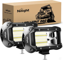 Nilight front view of 5-inch flood bar showing compact durable housing