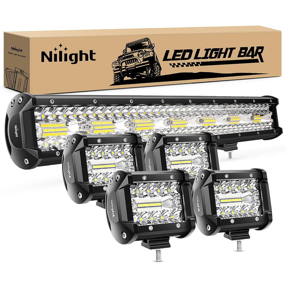Nilight 20 inch 420W bar front view showing powerful lighting output