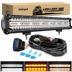 Nilight 20-inch front view showing full light bar and mounting brackets for durable illumination
